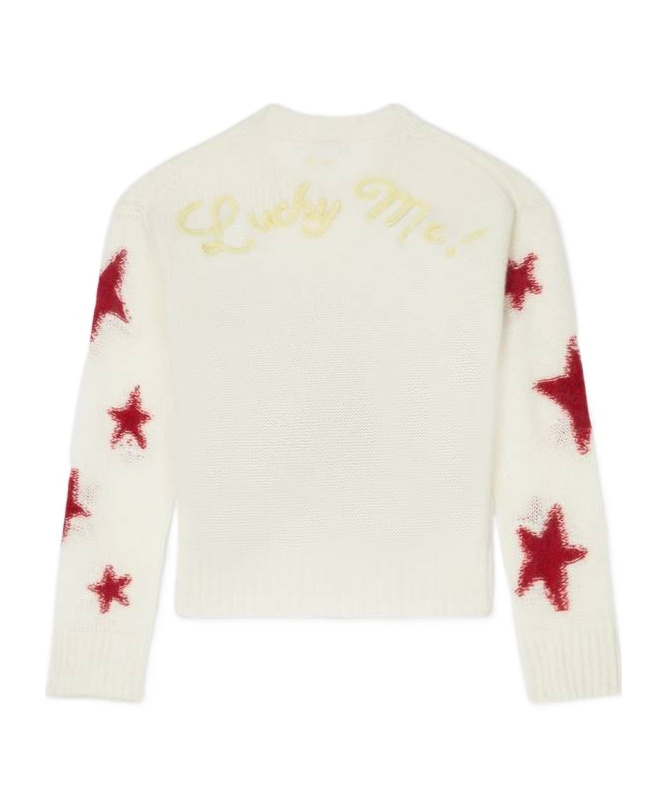 Kenzo ' Cartoon' Jumper In Mixed Hairy Wool Alpaca In White