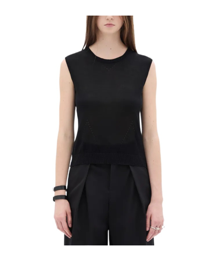 Ann Demeulemeester Round-neck Knit Vest In Black
