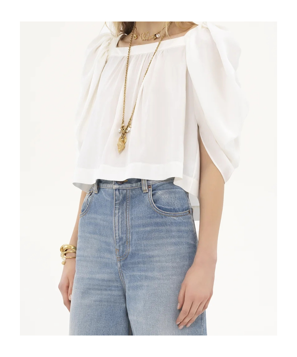Chloé Square-neck Top In White