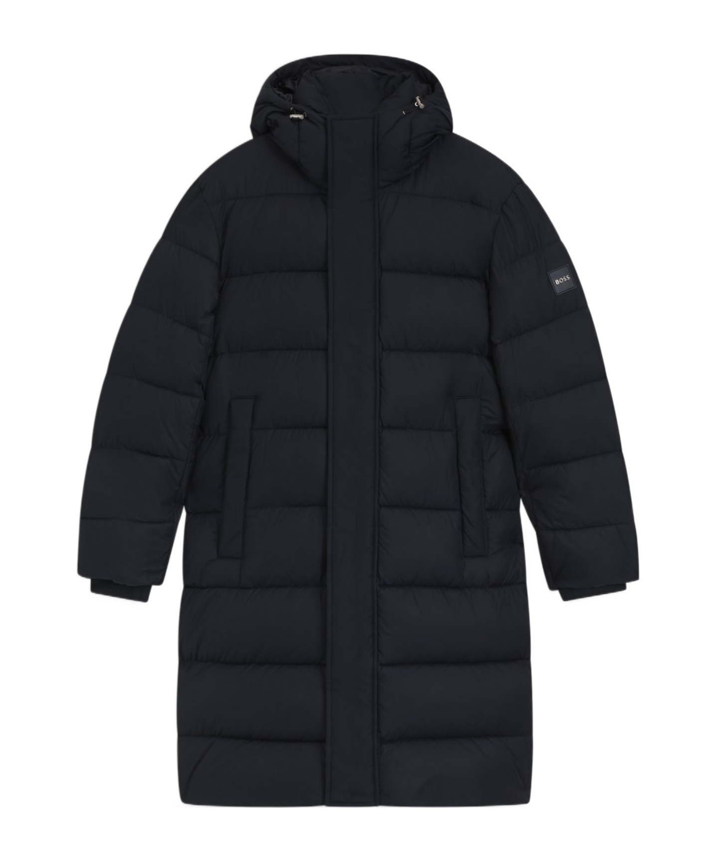 Hugo Boss Mens Black Hooded Padded Shell Coat In Black