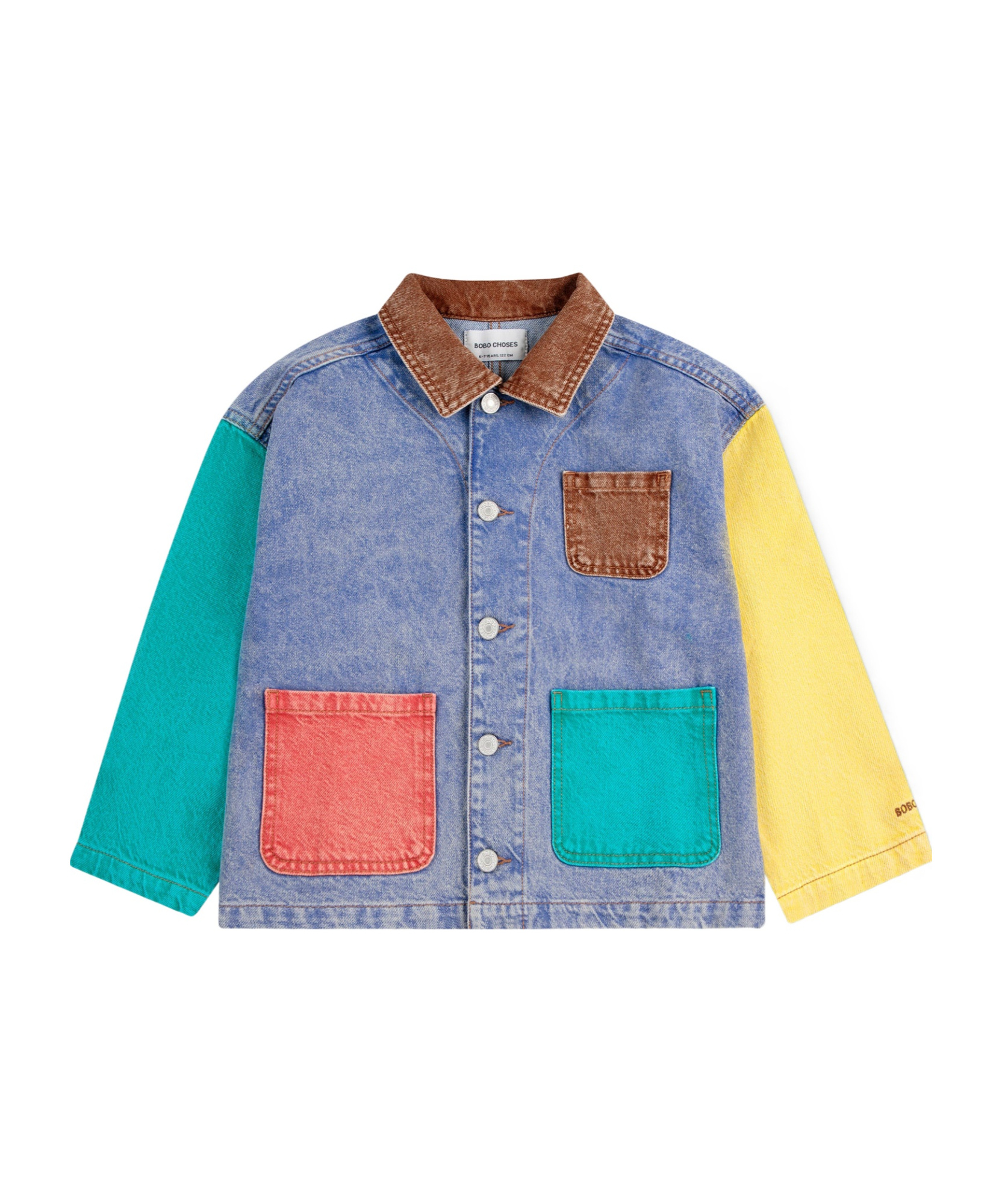 Bobo Choses Long-sleeved Denim Shirt In Multicolor