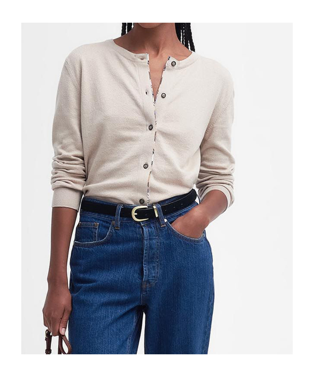 Barbour Bredon Round-neck Cardigan In White