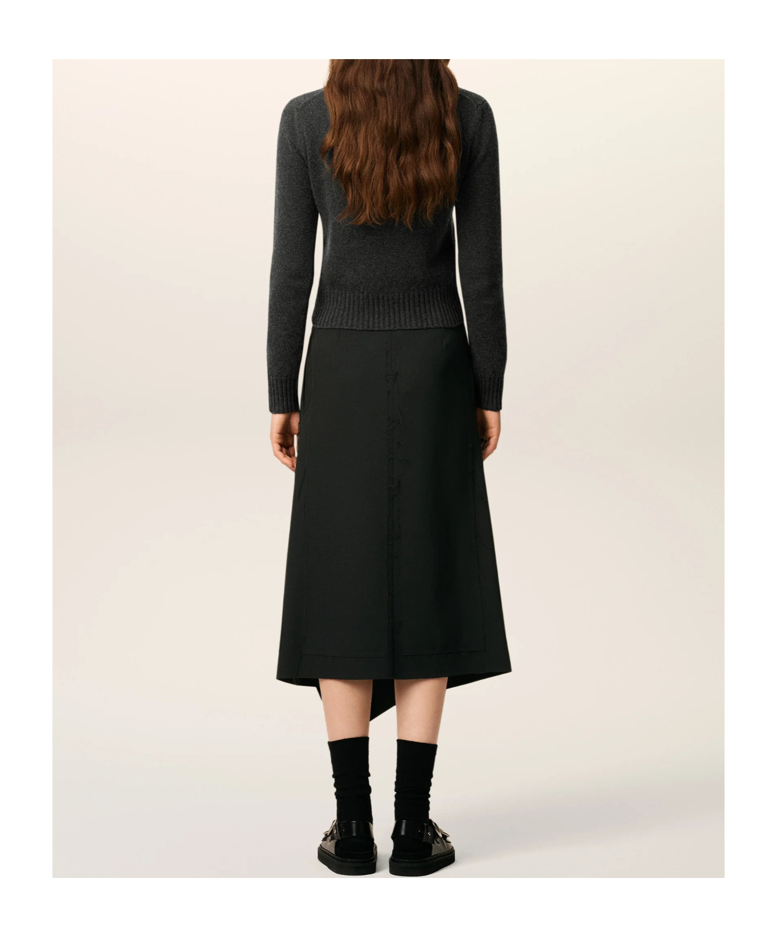 Ami Alexandre Mattiussi Black Cashmere Ami De Coeur Crewneck Sweater Grey In Black