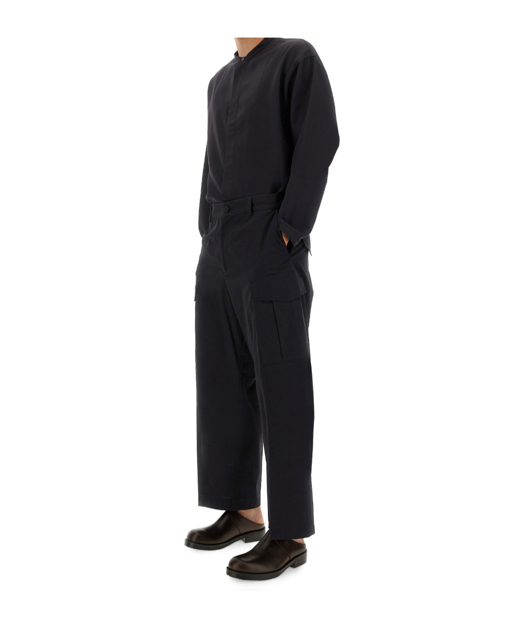 Studio Nicholson Sorte Pleated Cotton-twill Wide-leg Trousers In Black