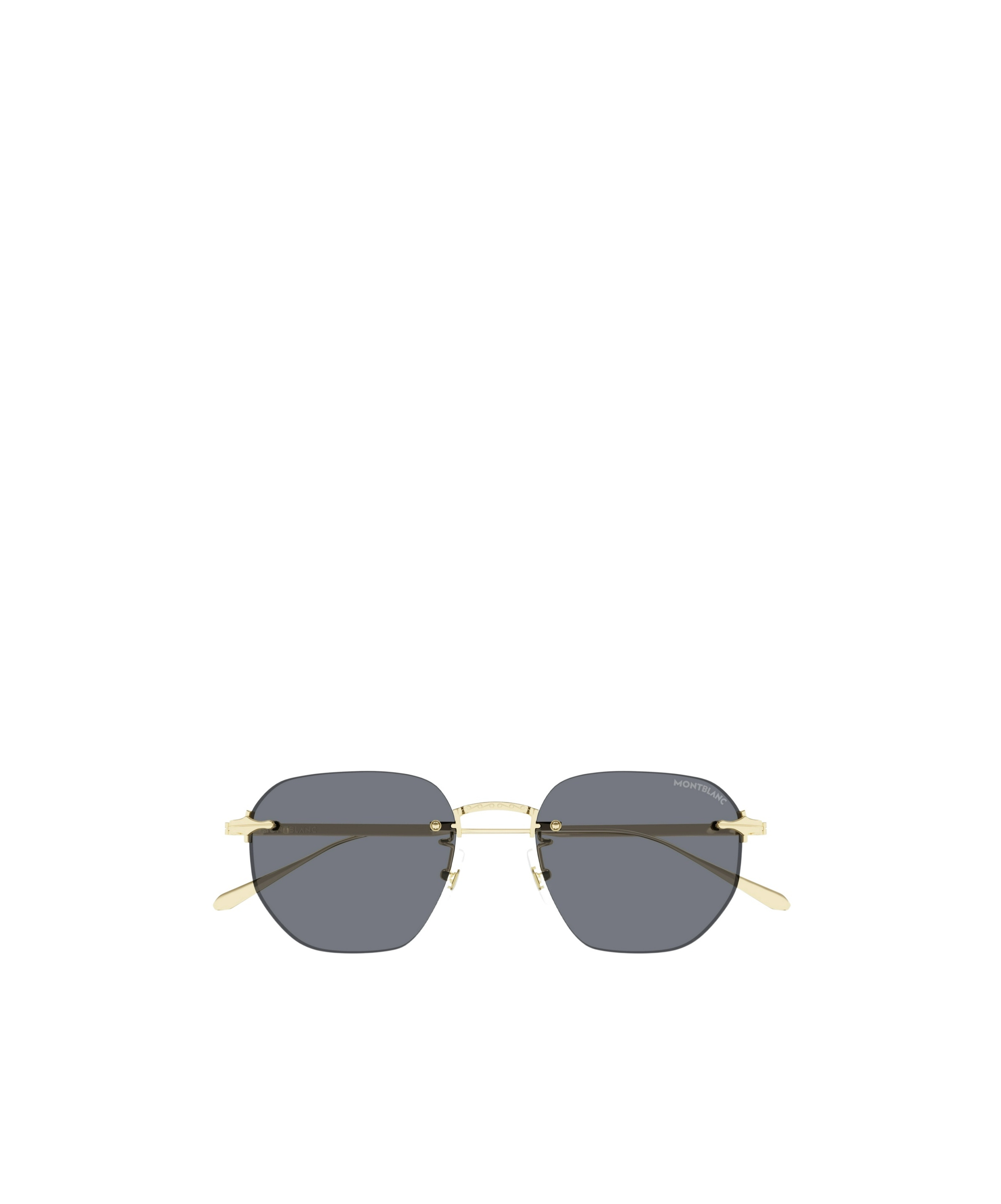Montblanc Gold-gold-grey Metal Sunglasses In Gray
