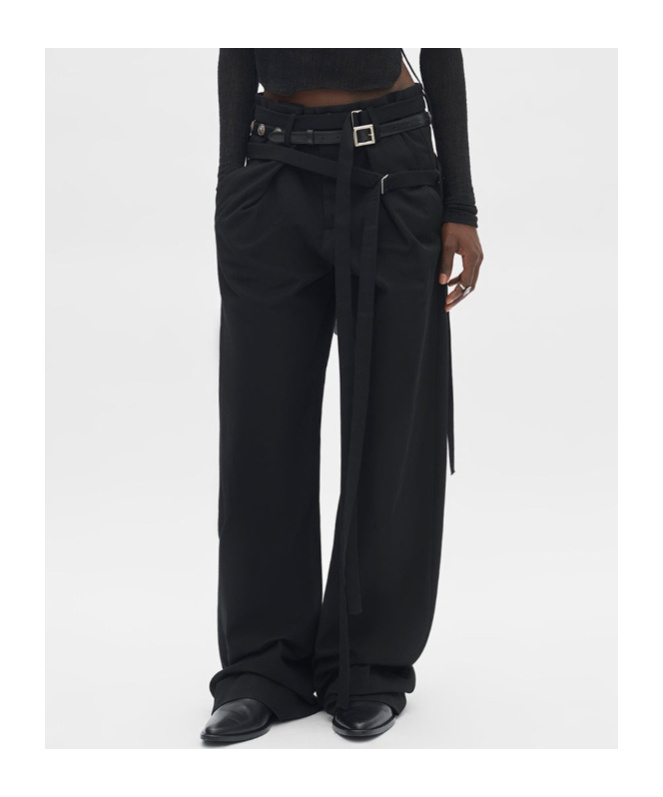 Ann Demeulemeester Jilleke High Comfort Double Belted Trousers In Black