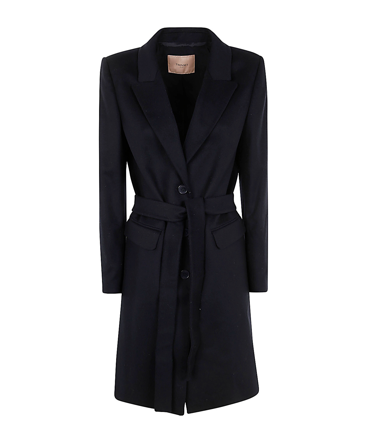 Shop Twinset Logo-plaque Coat In Black