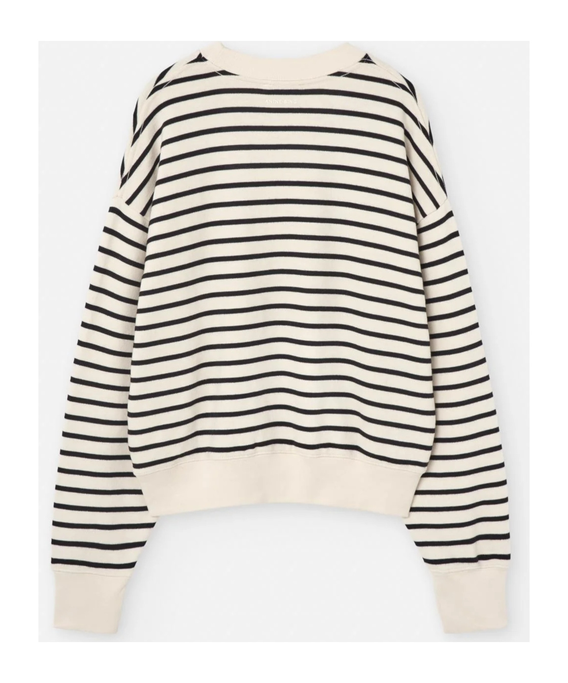 Anine Bing Striped Crew Neck Sweatshirt In White