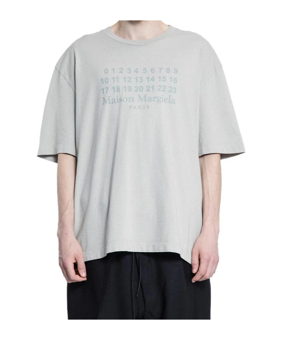 Maison Margiela Ecru T-shirt With Logo Embroidery In White