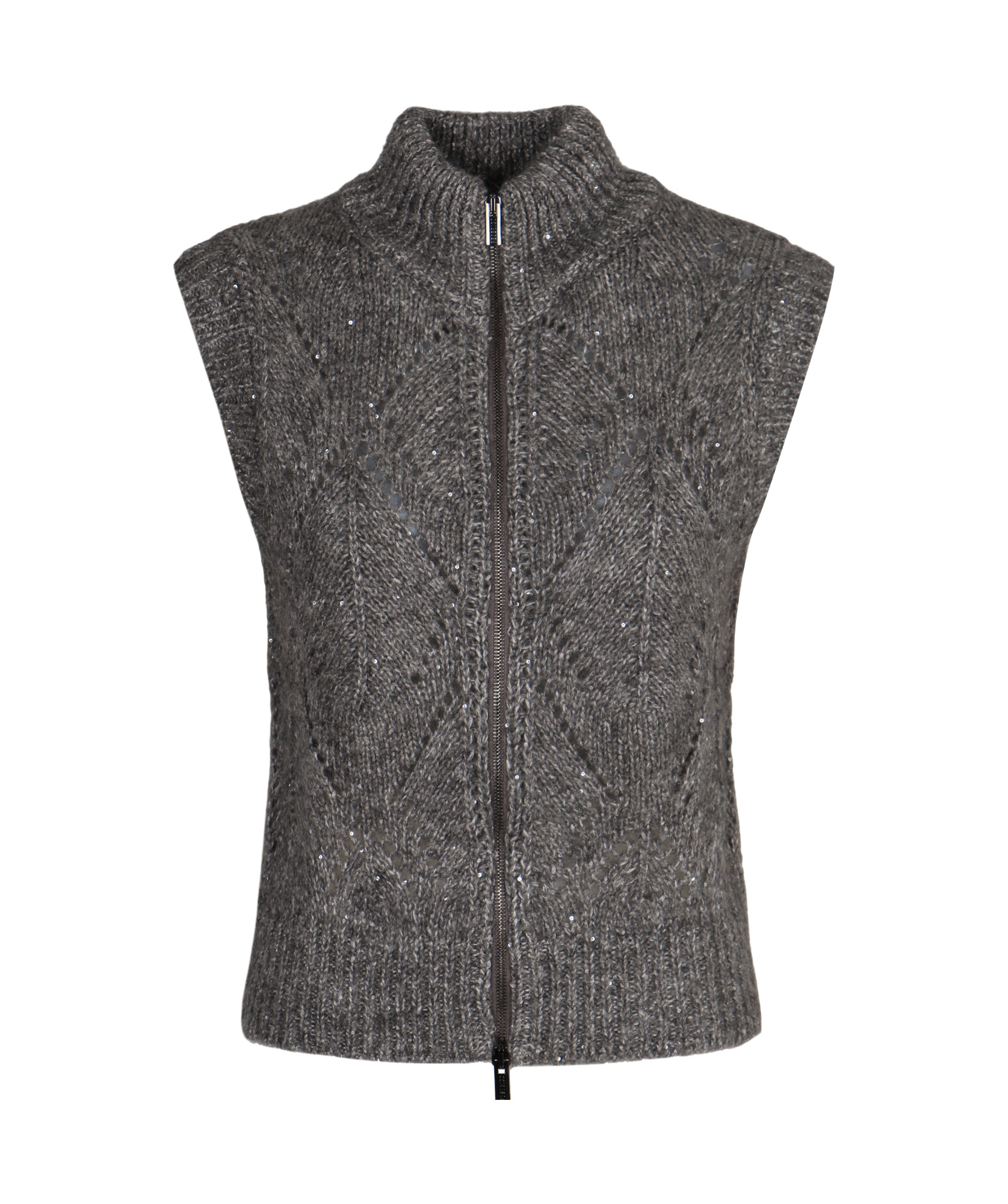 Peserico Sweater Vest With Zipper In Alpaca Blend In Black