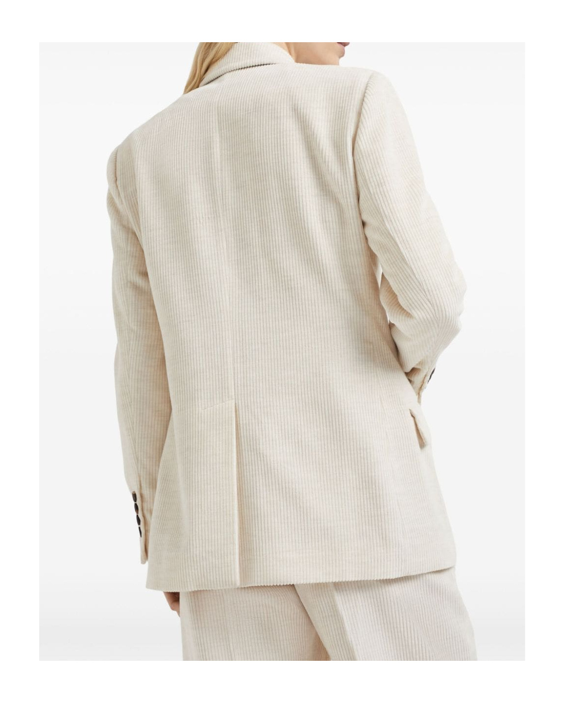 Brunello Cucinelli Ribbed Blazer Structured Shoulders In White
