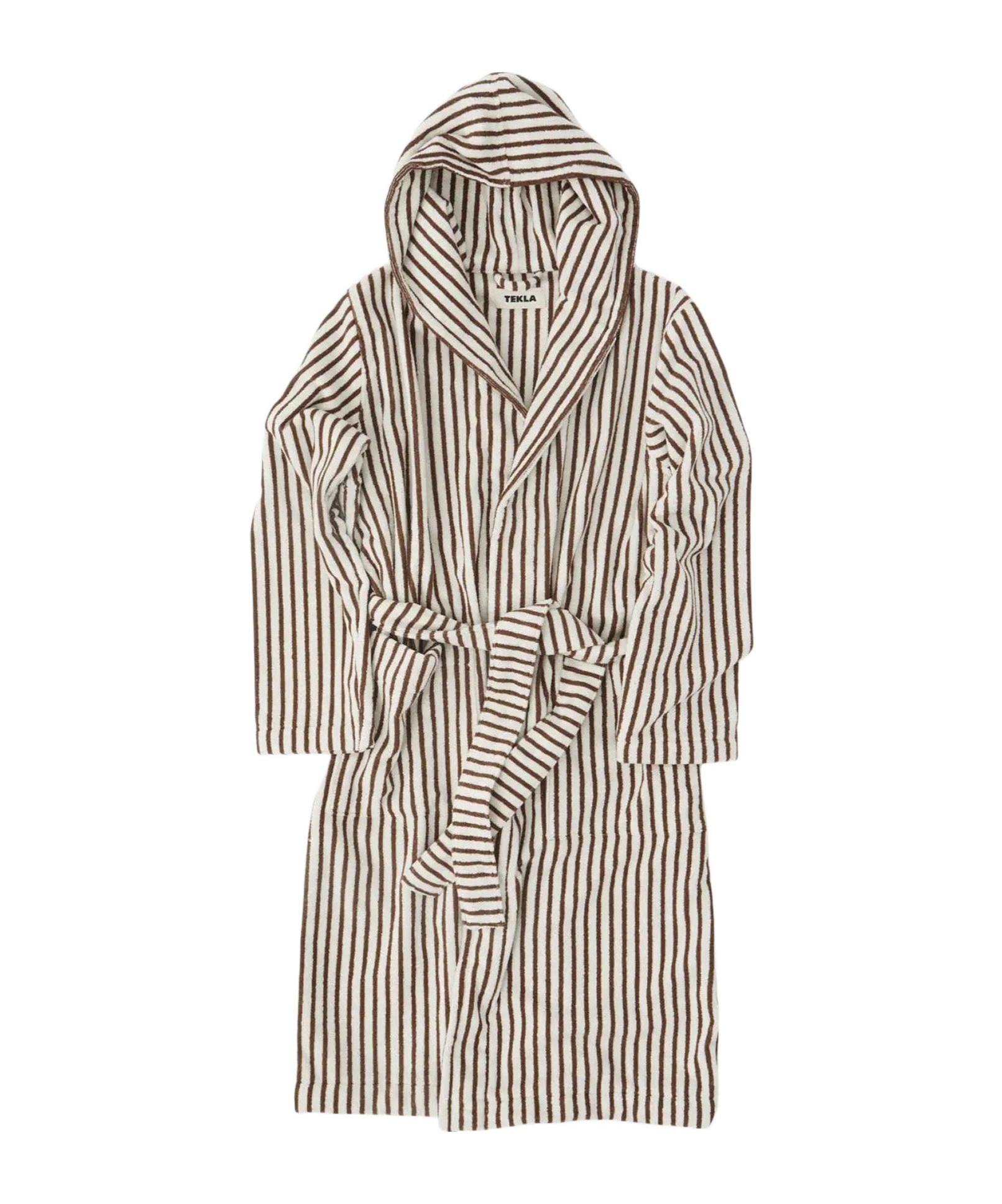 Tekla Striped Hooded Bathrobe In Multi
