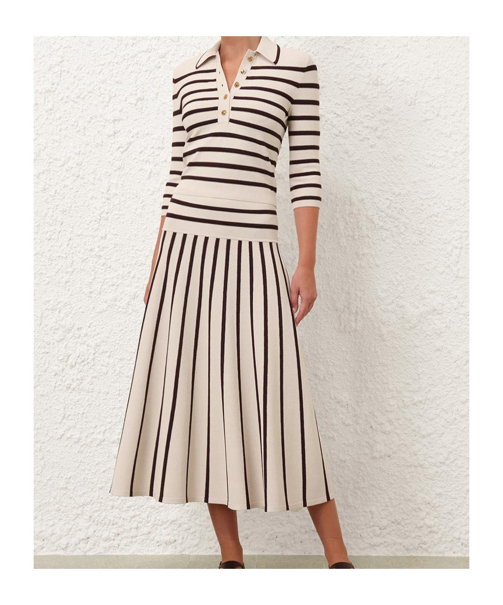 Shop Zimmermann Striped Midi Skirt In Multicolor