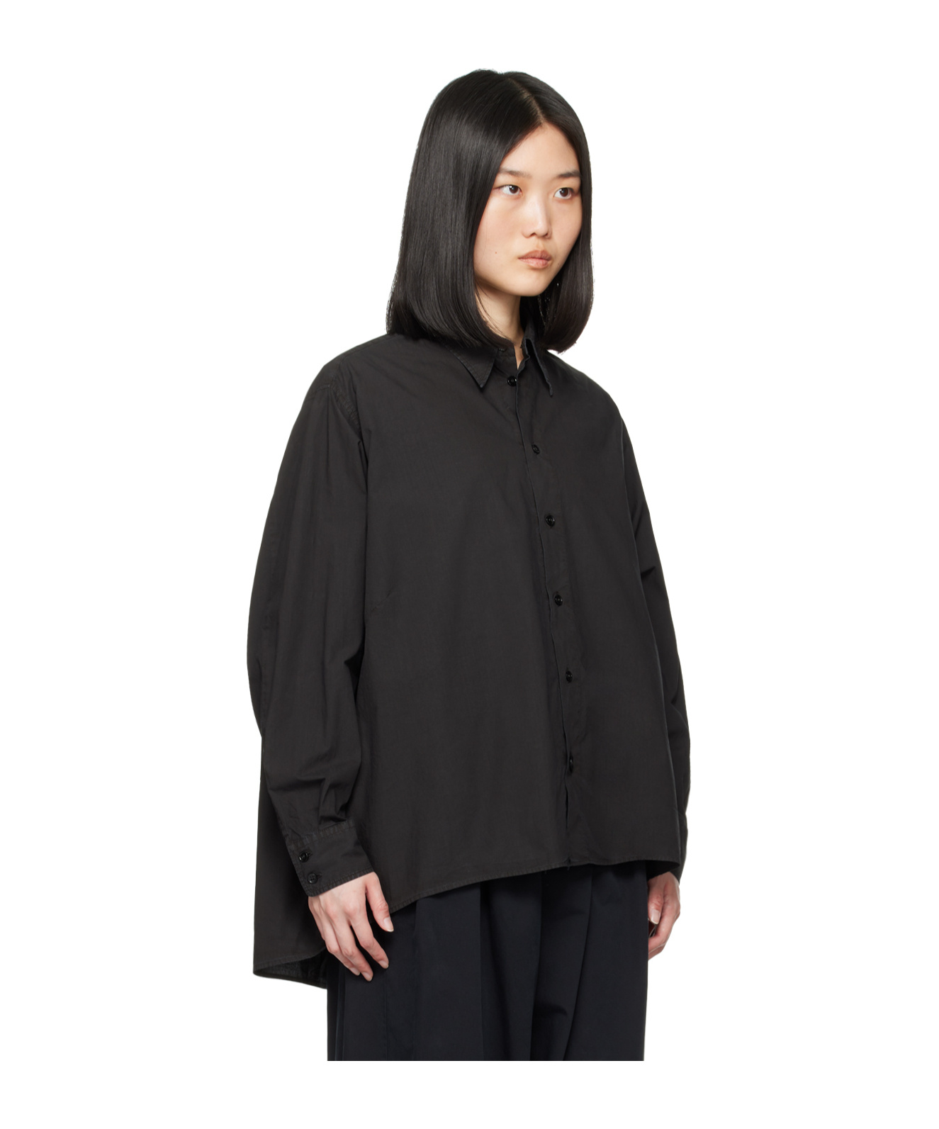 Mm6 Maison Margiela Point-collar Cotton Shirt In Black