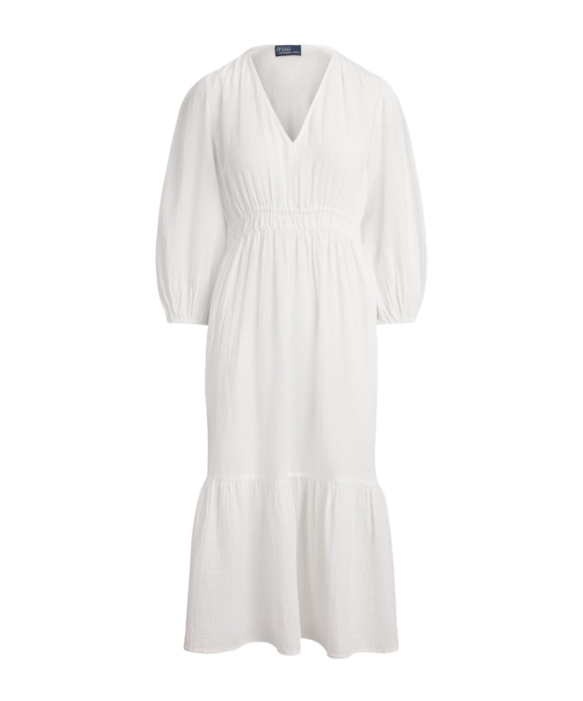 Polo Ralph Lauren V-neck Tiered Dress In White