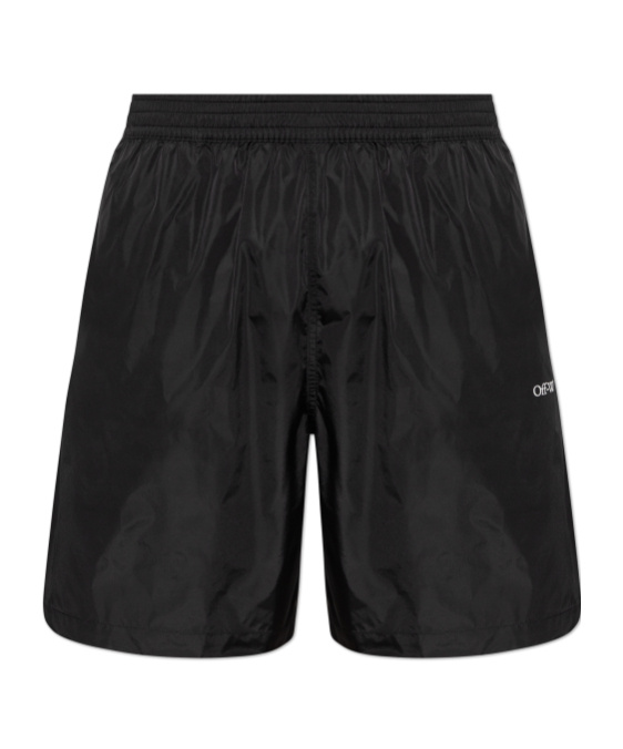 Off-white Elastic Waist Swimming Trunks In Black
