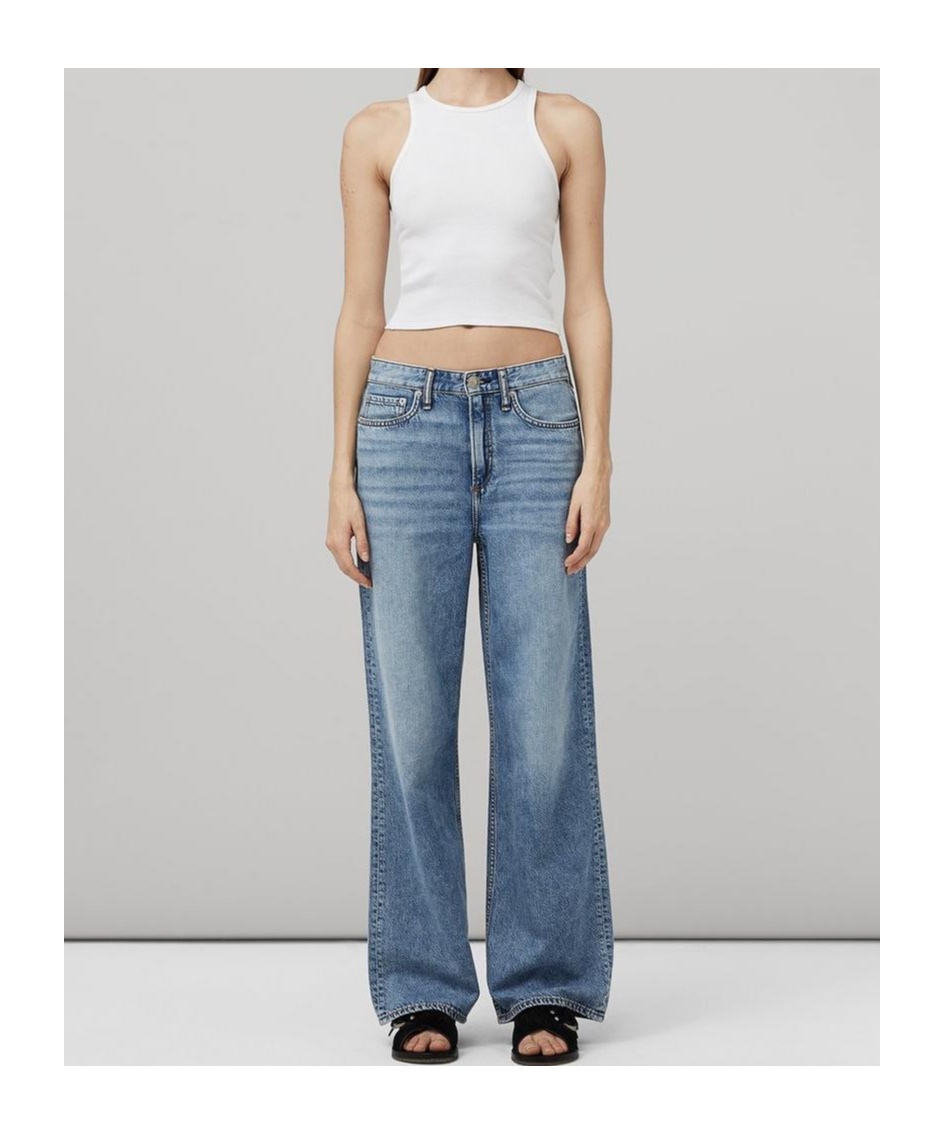 Rag & Bone Logo Denim Pants In Gray