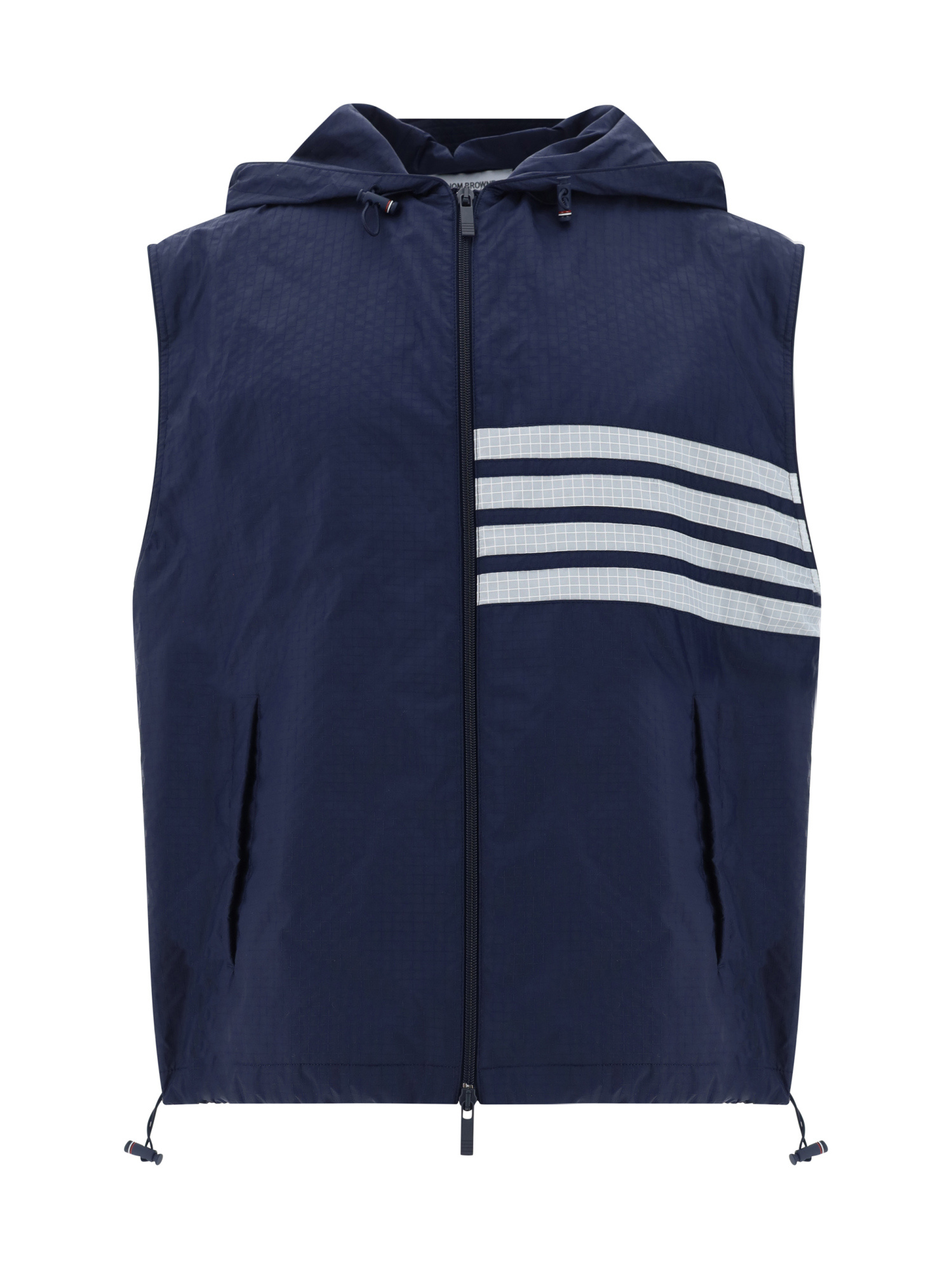 THOM BROWNE 4-BAR STRIPE RIPSTOP HOODED GILET