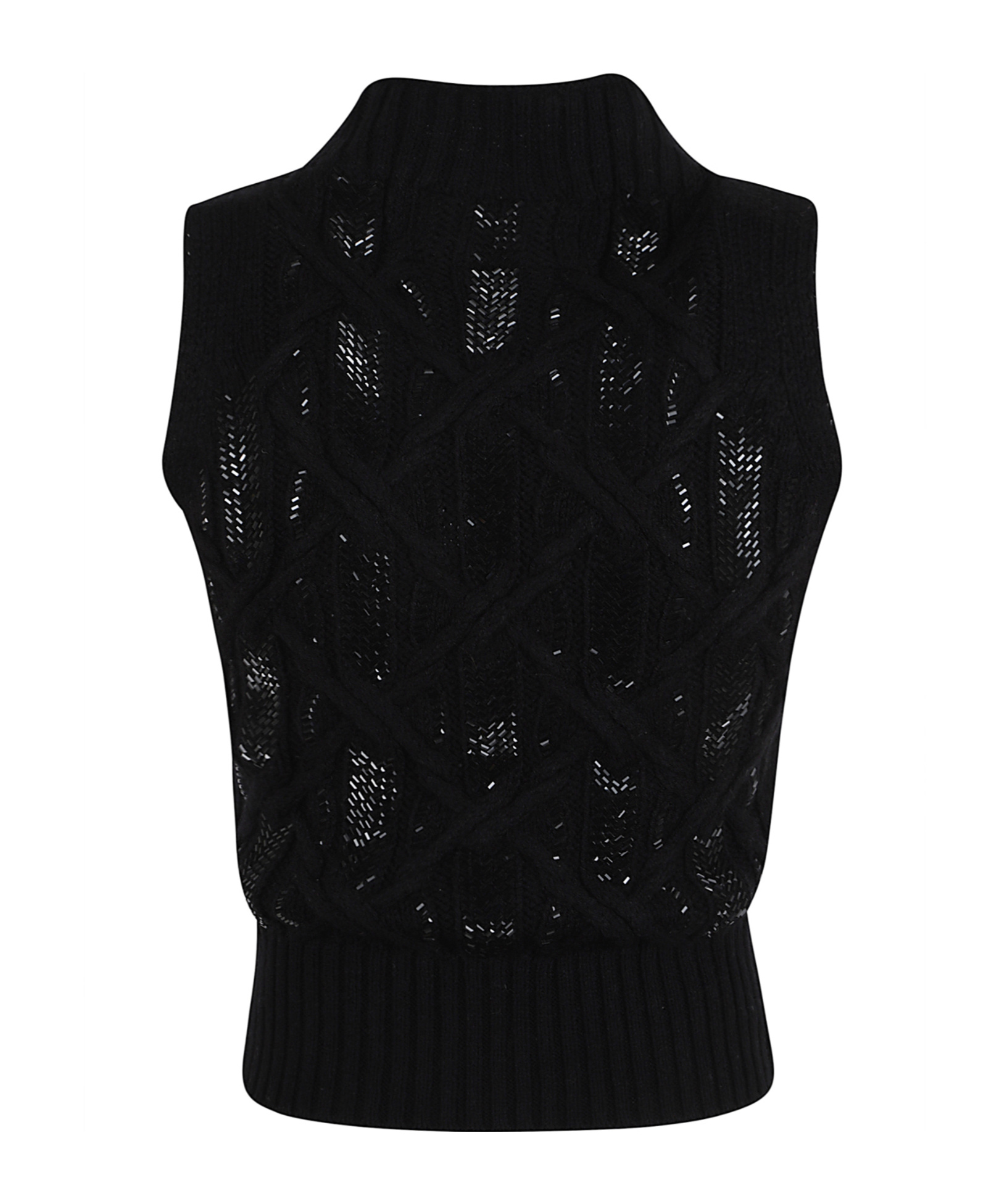 Ermanno Scervino Cropped Sleek Knitted Top With High Neck In Black