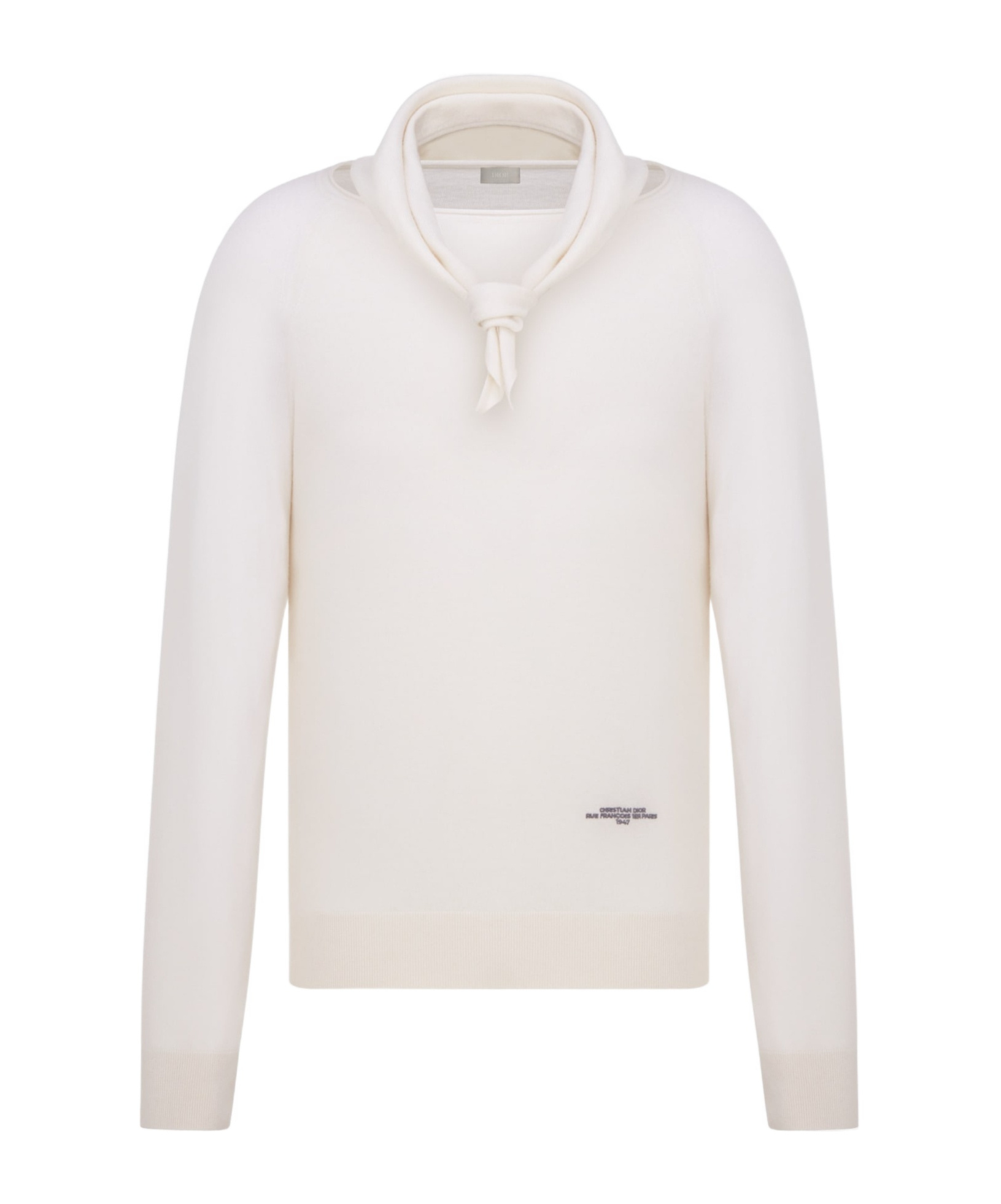 Dior Removable Headscarf Cashmere Sweater In White