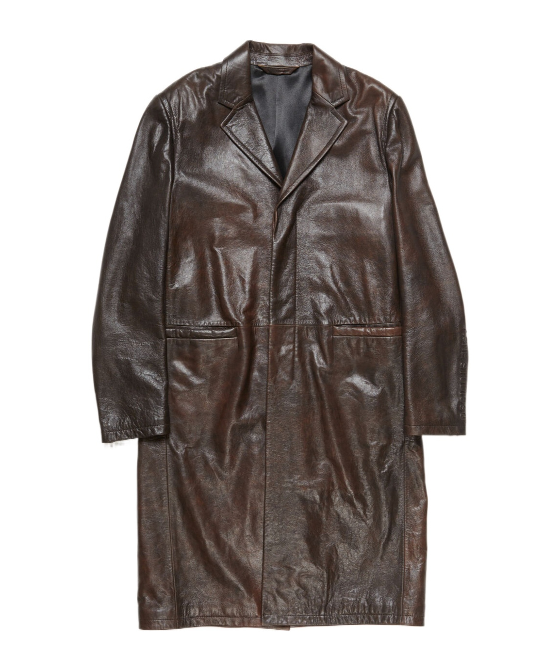 Acne Studios Single-breasted Leather Coat In Brown