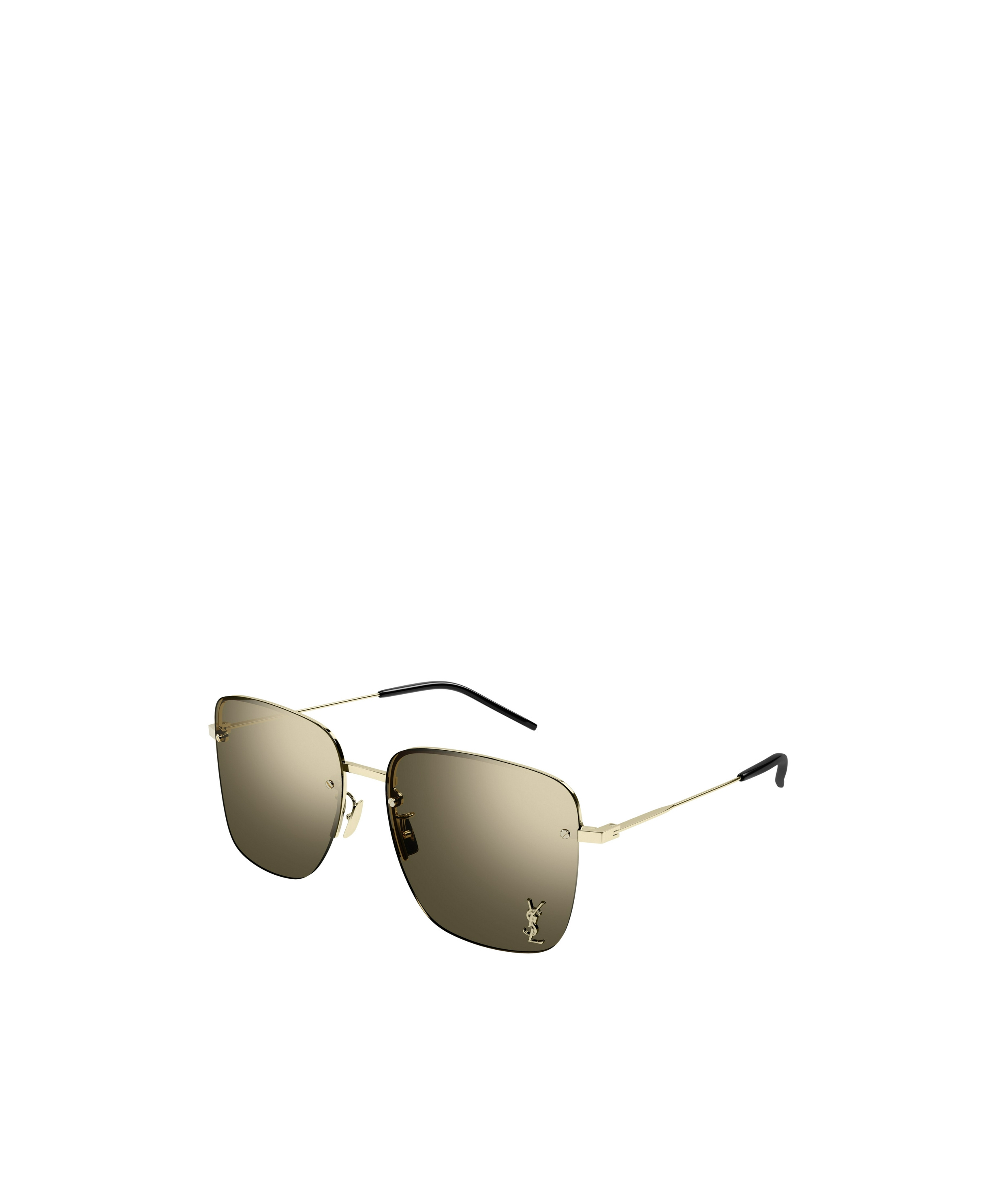 Saint Laurent Geometric Frame Sunglasses In Green