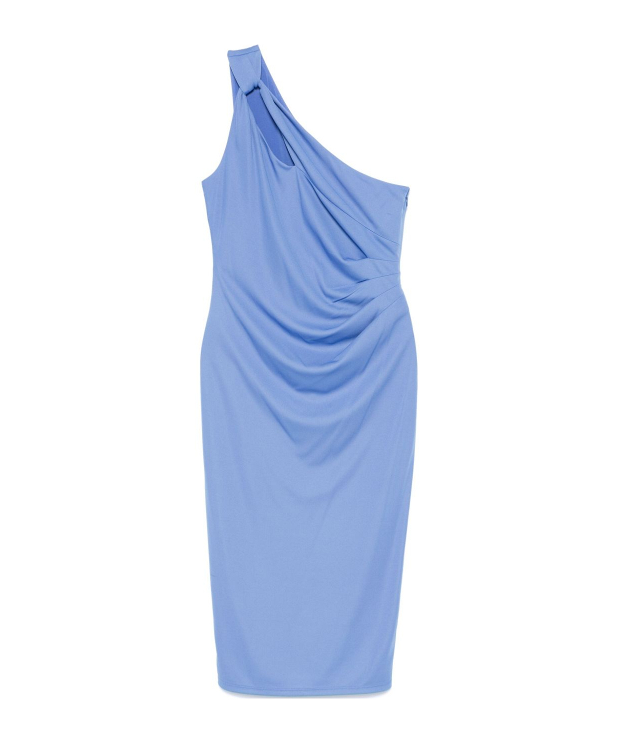 Shop Ralph Lauren One-shoulder Midi Dress In Cornflower Blue