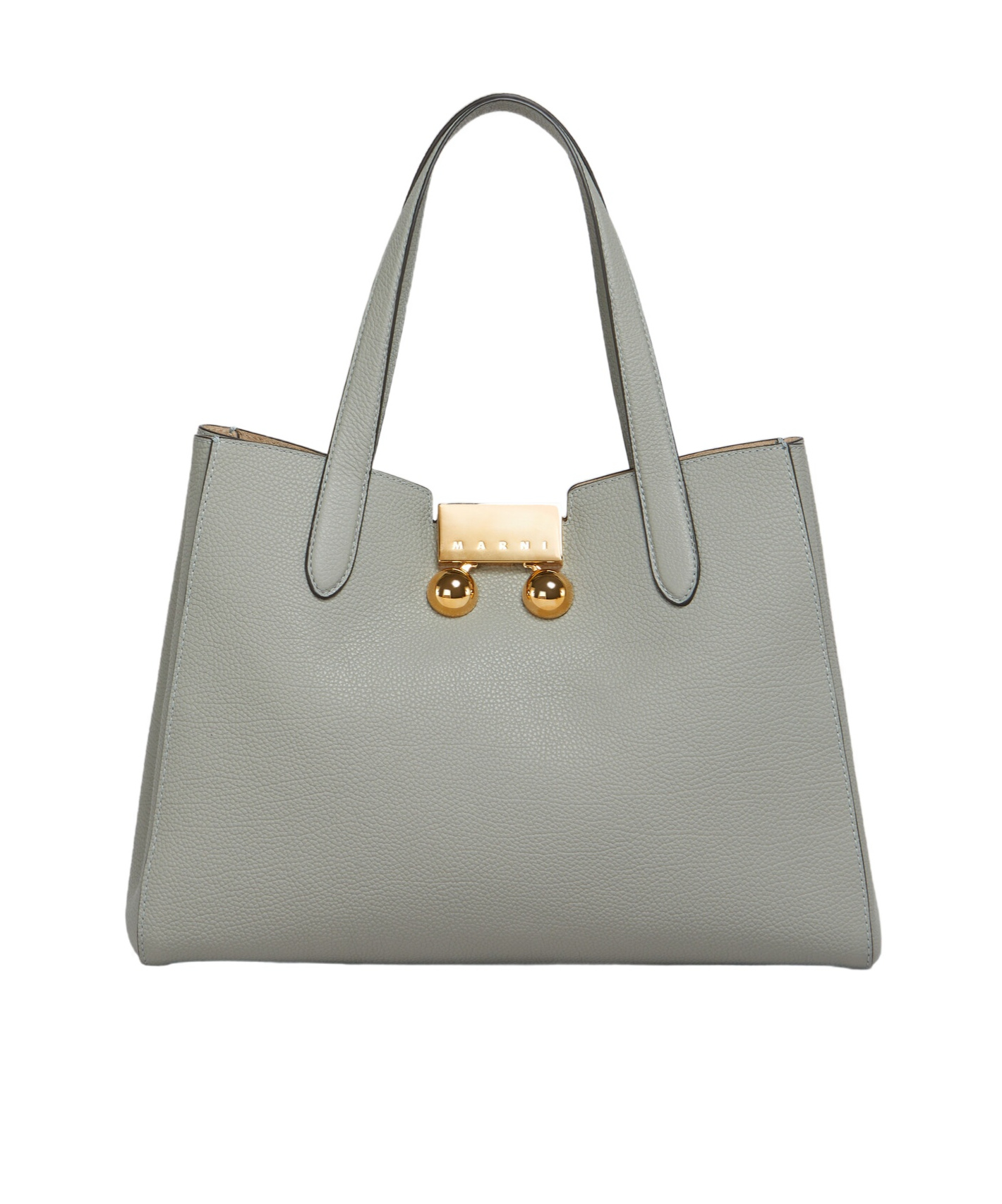 Marni Trunkaroo Small Calfskin Tote Bag In Gray