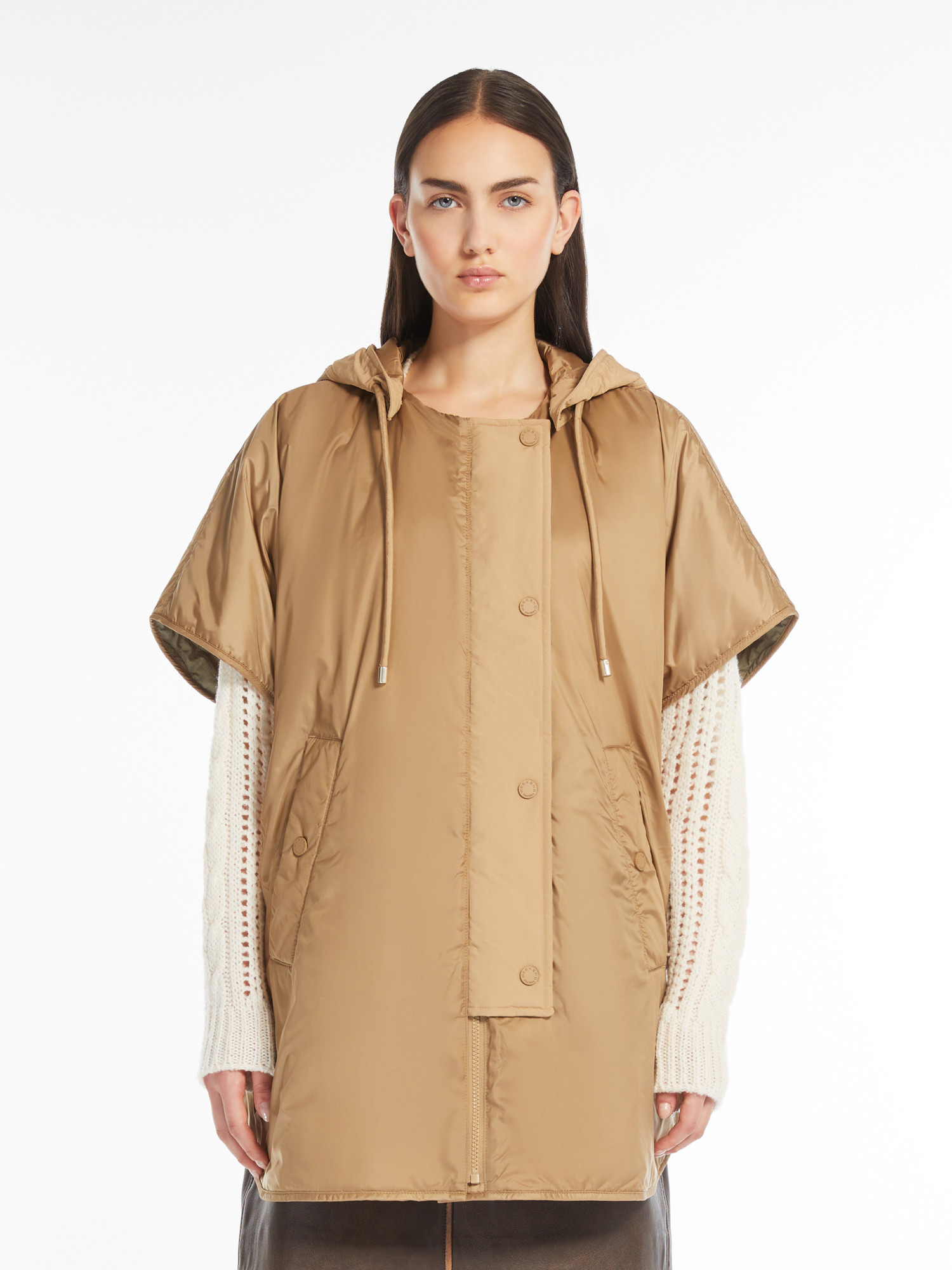 Weekend Max Mara Double-sided Hooded Cotton Vest In Nude