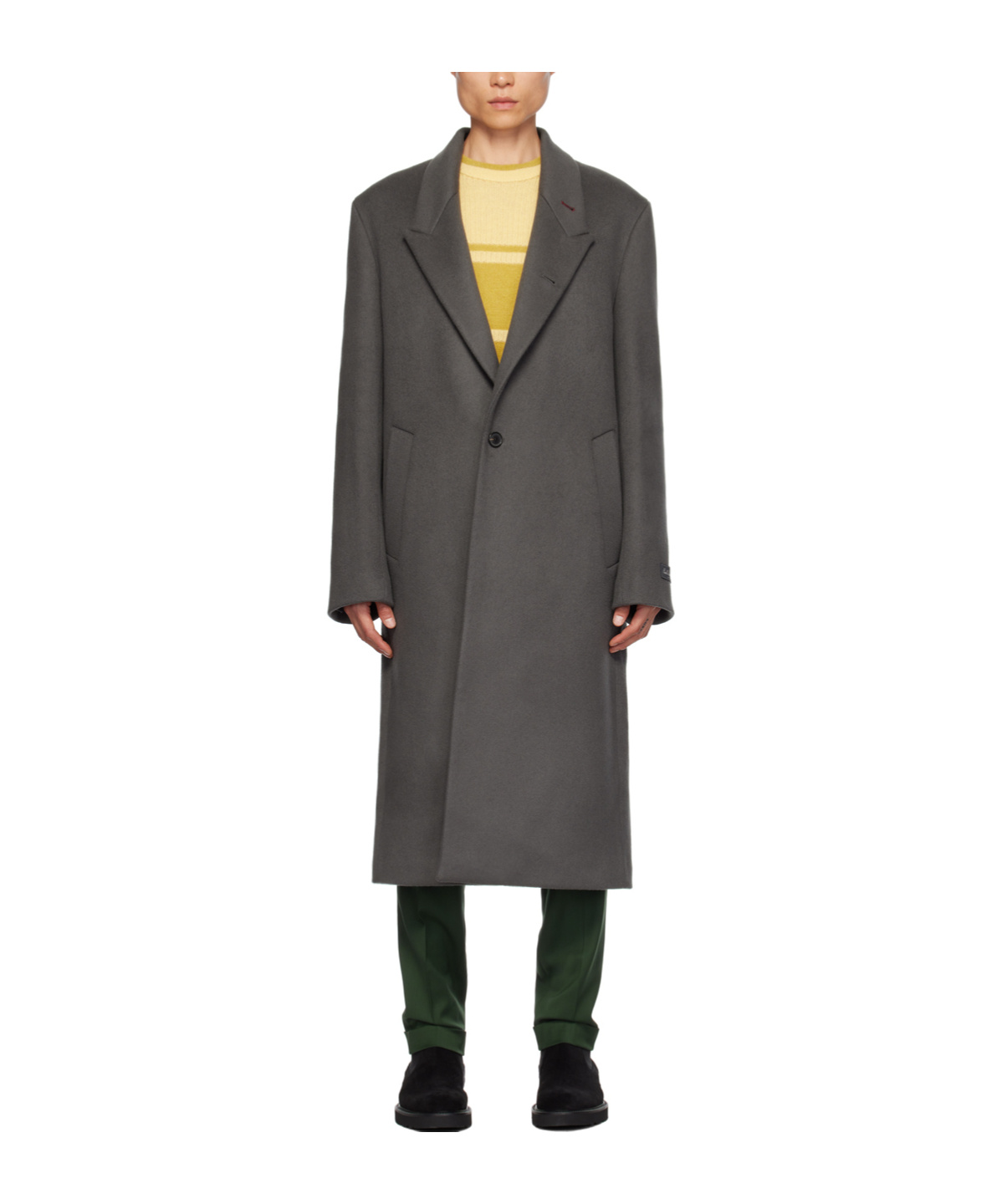 Shop Paul Smith X Commission Lapped Collar Coat In Black