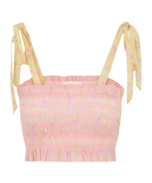 Loveshackfancy Corbin Smocked Crop Top