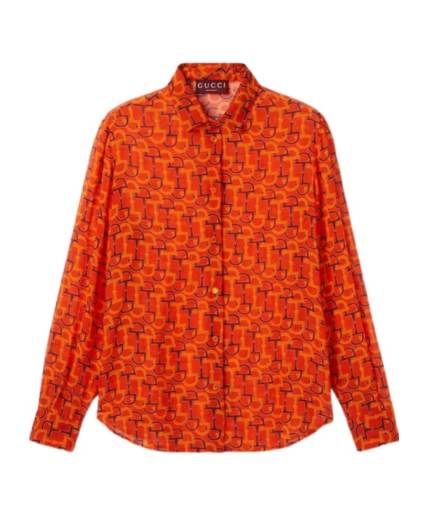 Gucci Women Clamp Print Shirt In Red
