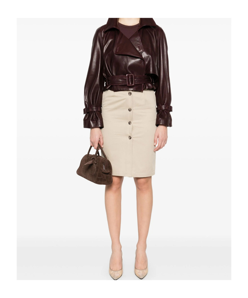 Shop Anine Bing Button-down Skirt In Nude