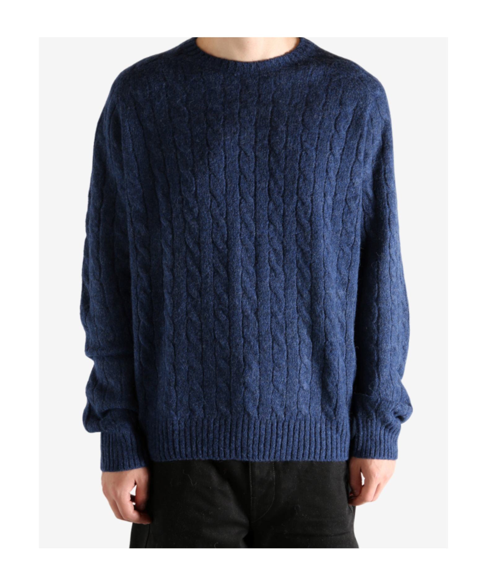 Polo Ralph Lauren Original Label Long Sleeve Saddle Crewneck Sweater In Blue