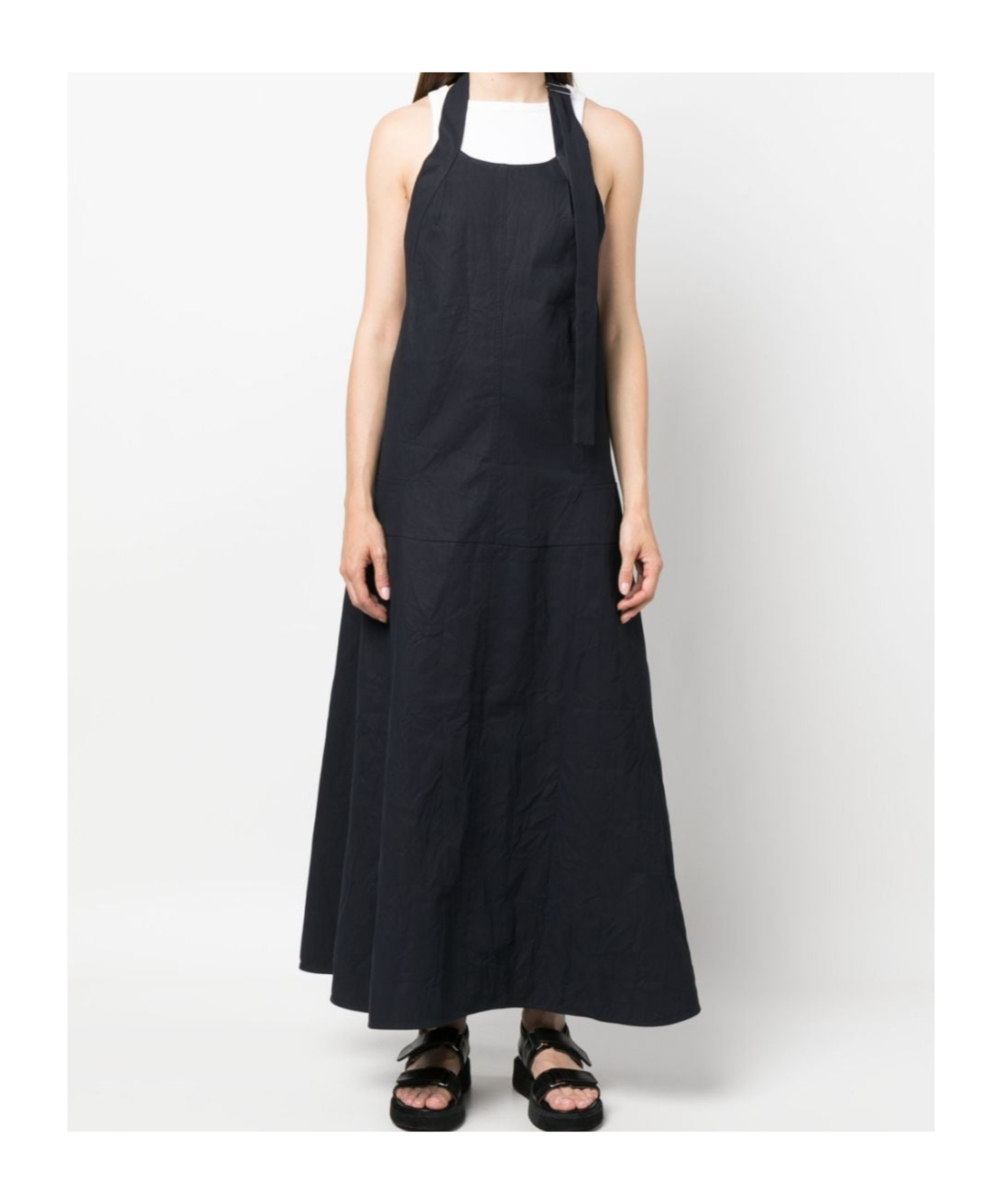 Studio Nicholson Open-back Flared Long Dress In Black
