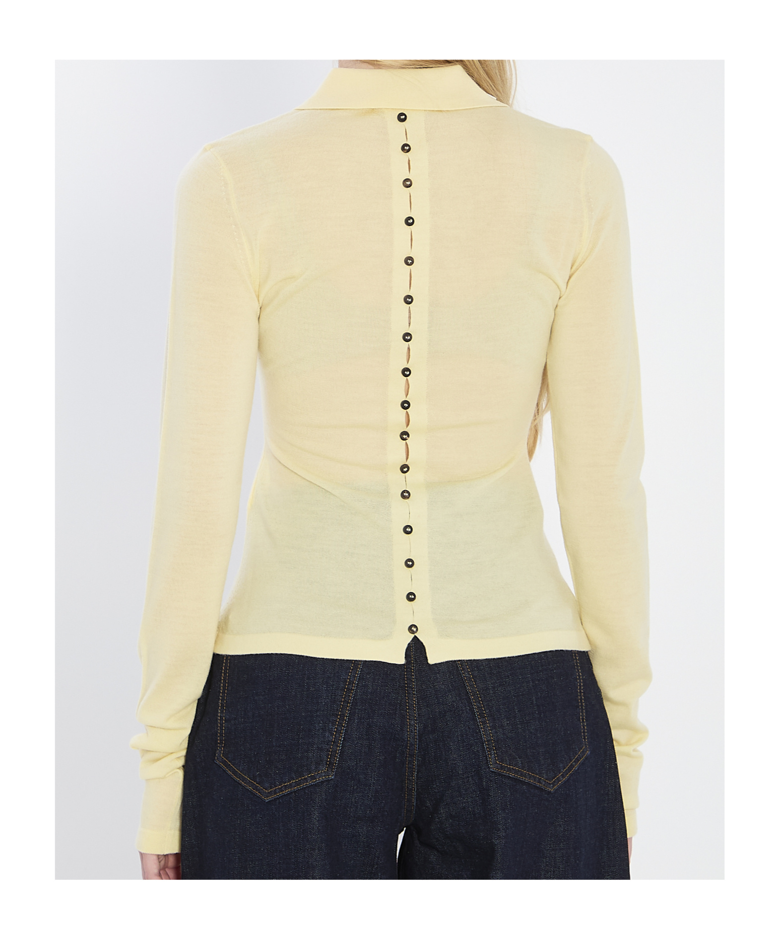 Jacquemus Merino Wool Blend Fitted Knit Top In Yellow