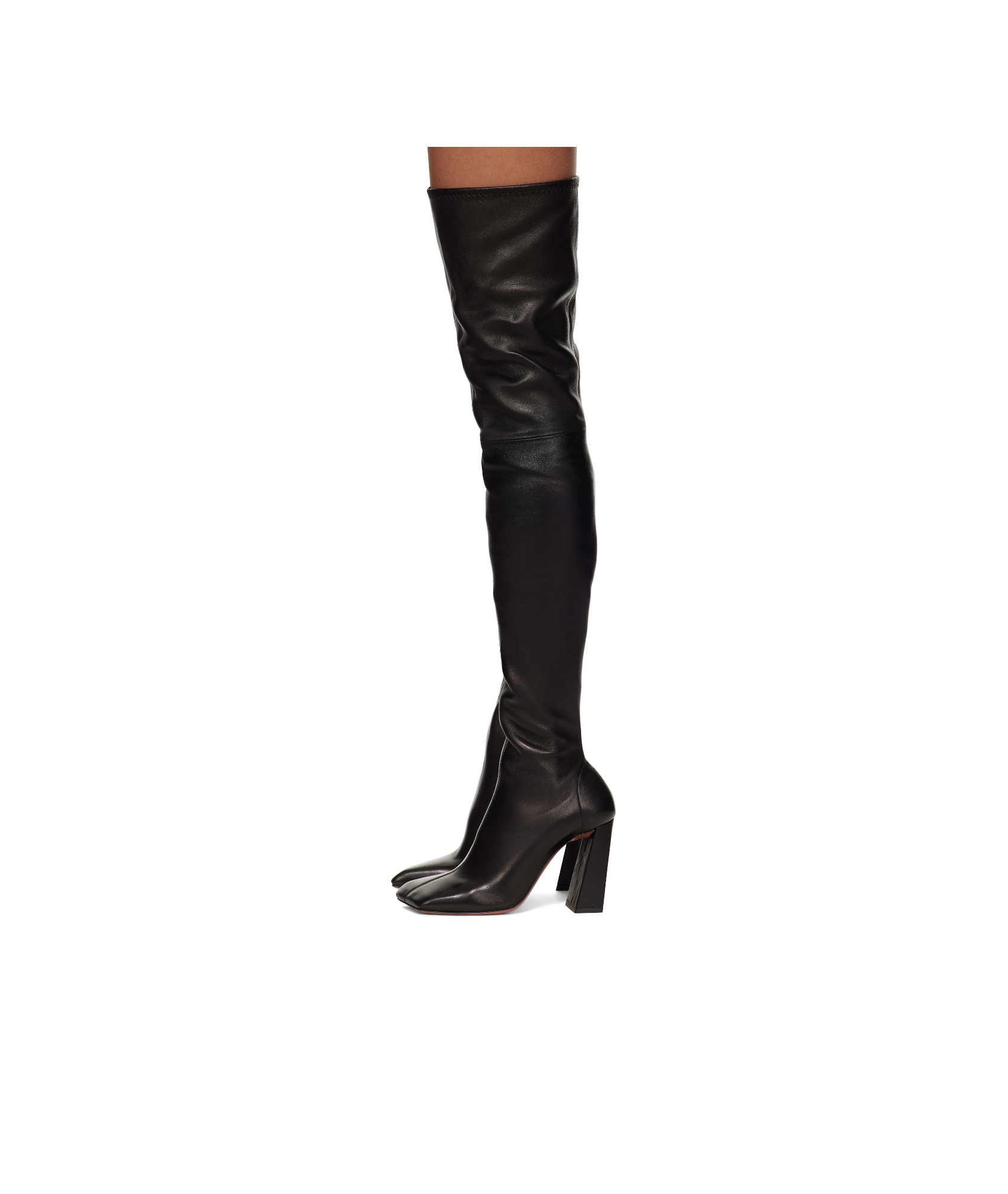 Amina Muaddi Marine Stretch Thigh High Boots In Black