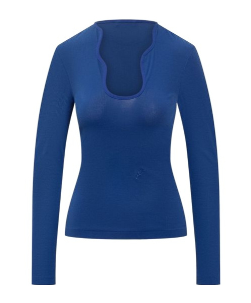 Ferragamo Top With Rippled Neckline In Blue