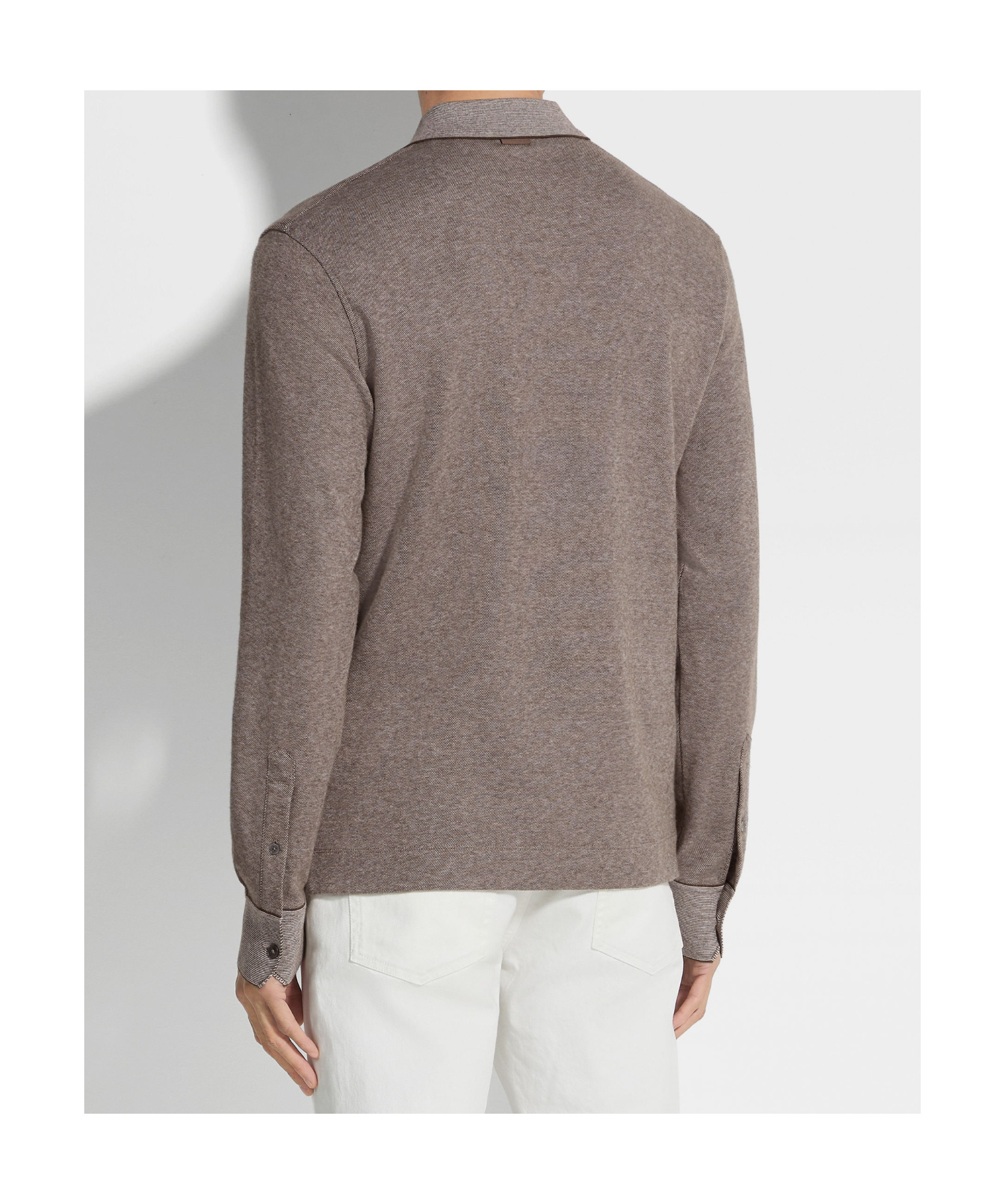 Shop Zegna Long-sleeve Polo Shirt In Brown