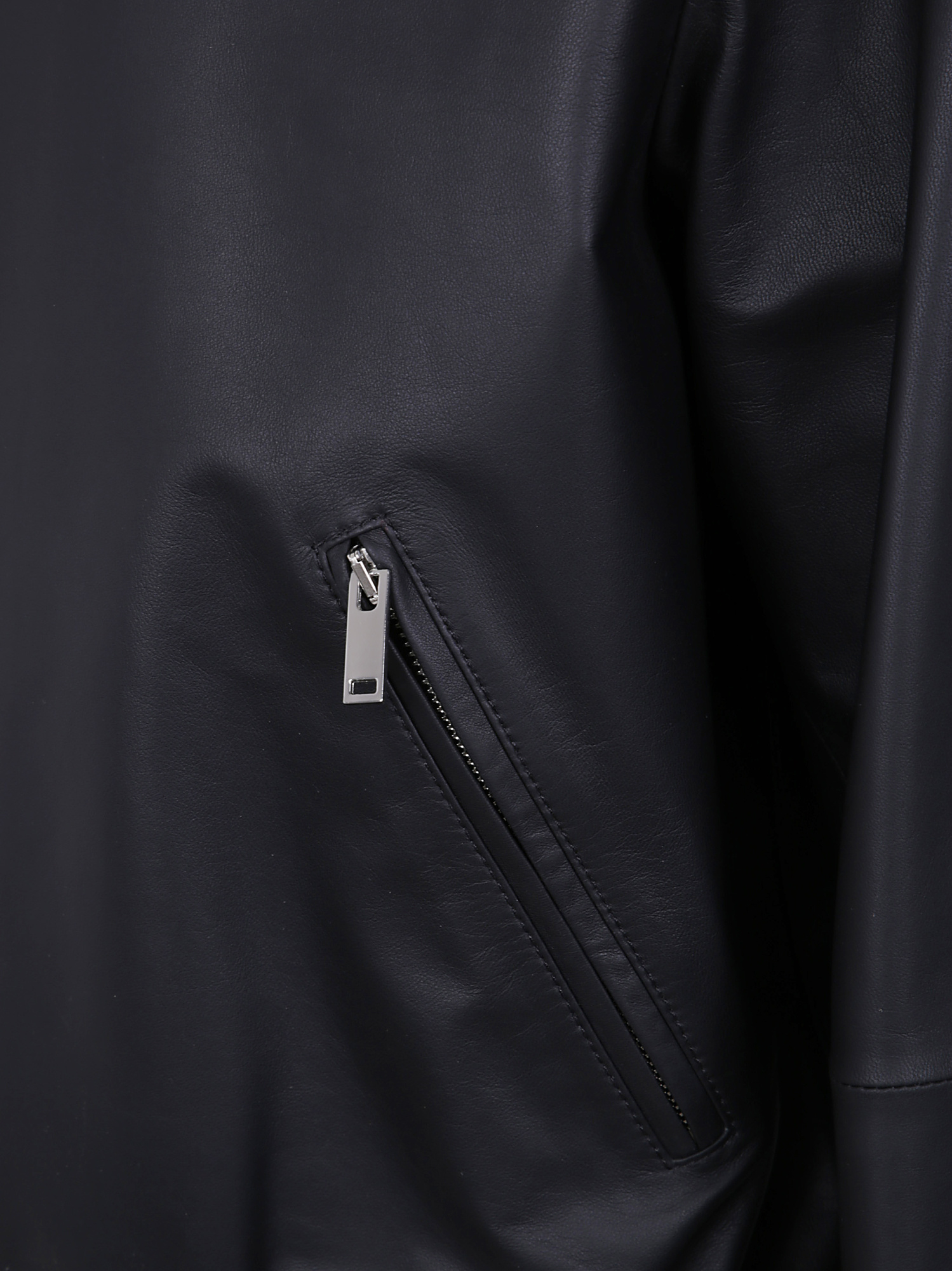 Desa 1972 Leather Patch Pocket Bomber Jacket In Black