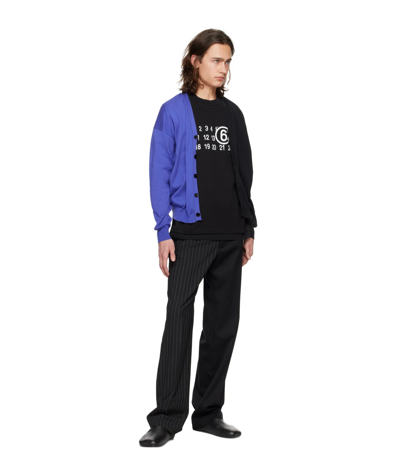 Mm6 Maison Margiela Stitched Knitted Long-sleeved Cardigan In Black
