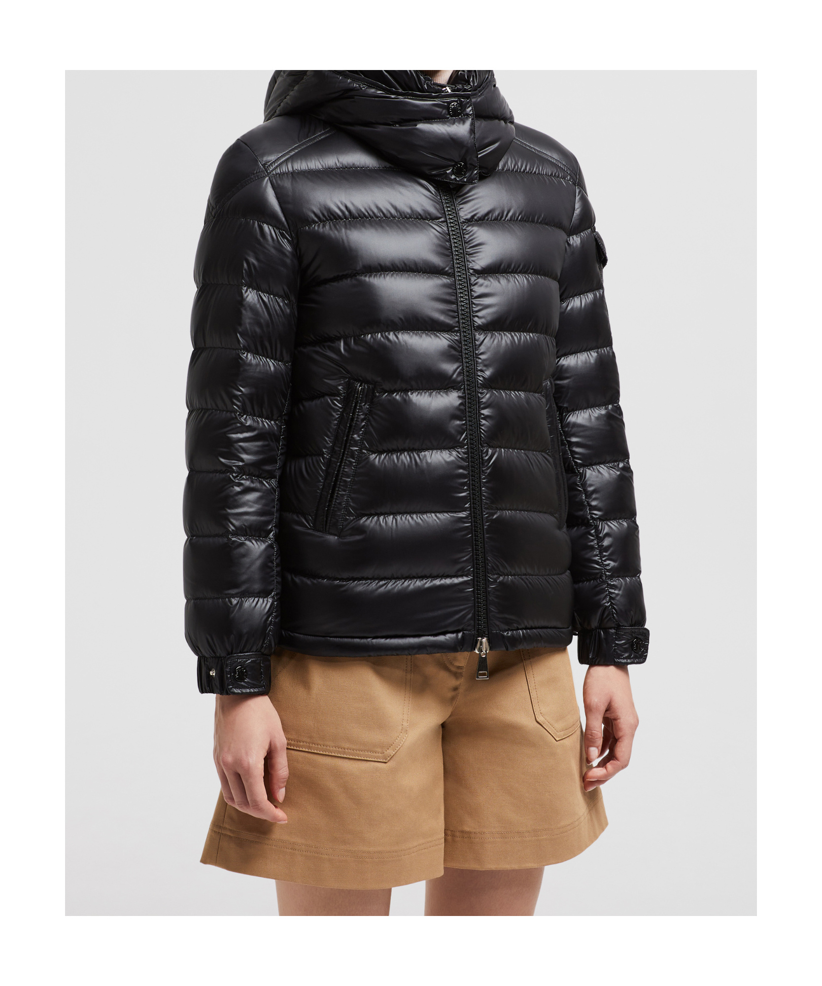Moncler Bady Hooded Short Down Jacket Black In Black