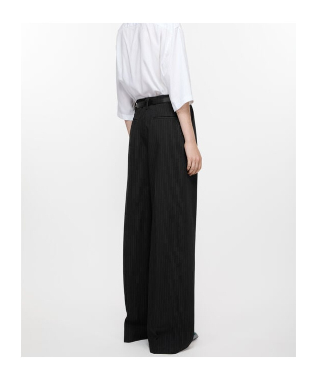 Acne Studios Pinstripe-print Wide-leg Trousers In Black