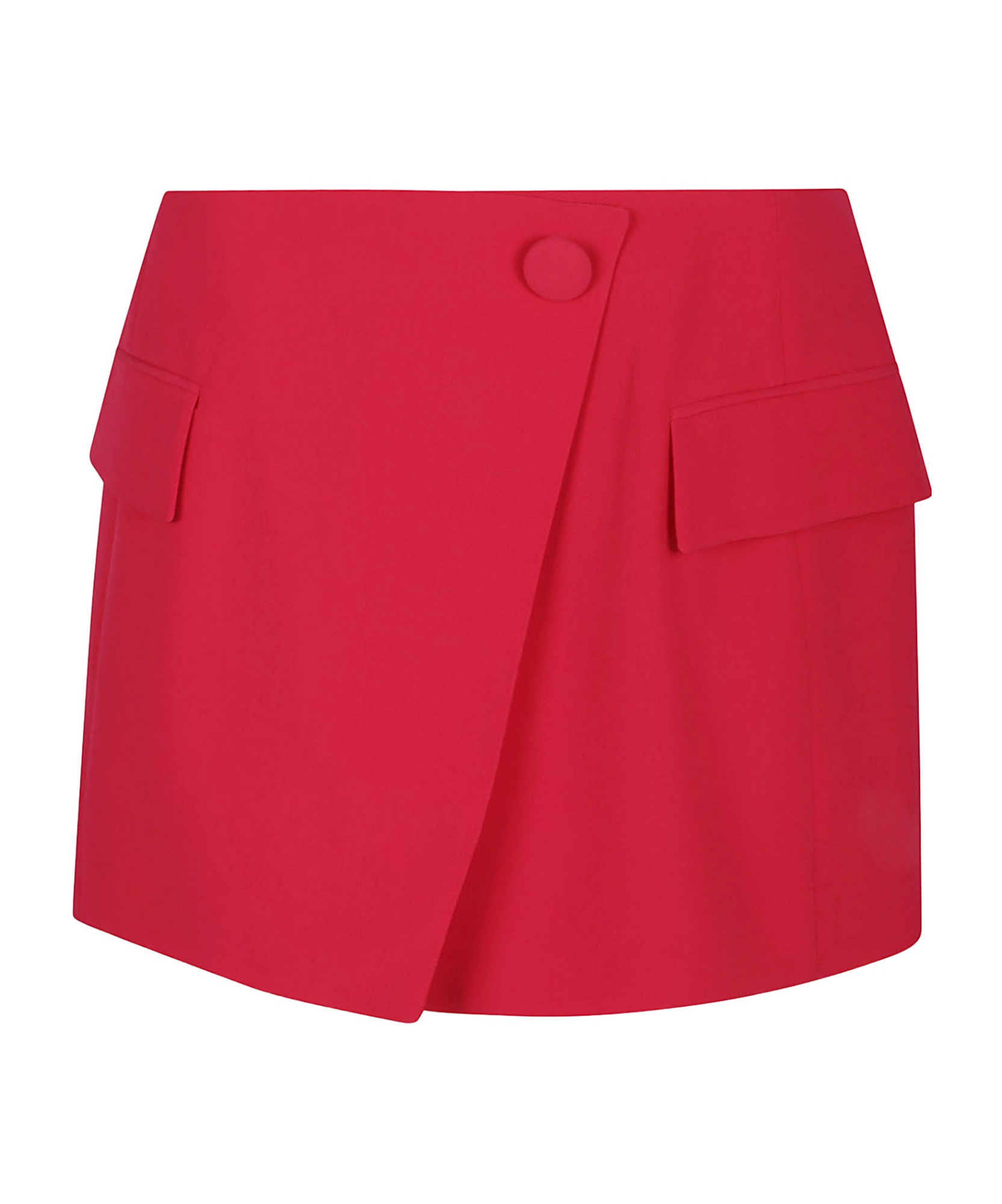 Balmain 4 Poches Jupe Courte Asymetrique En Crêpe In Red