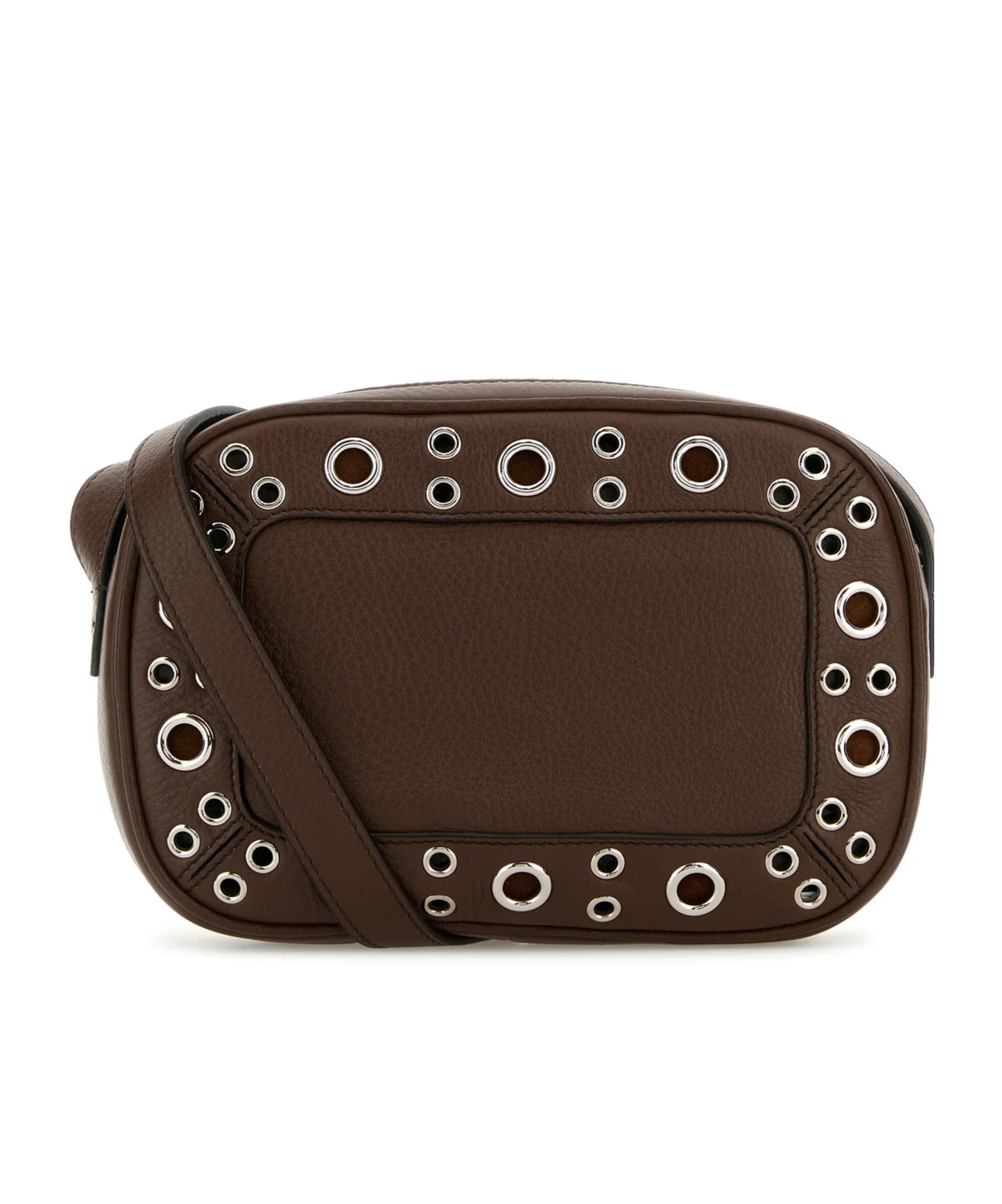 Valentino Garavani Dome-shaped Crossbody Bag With Metallic Eyelets And Adjustable Strap In Black