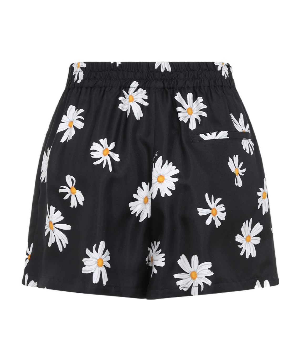 Moschino Relaxed-fit Silk Daisy Print Shorts In Black