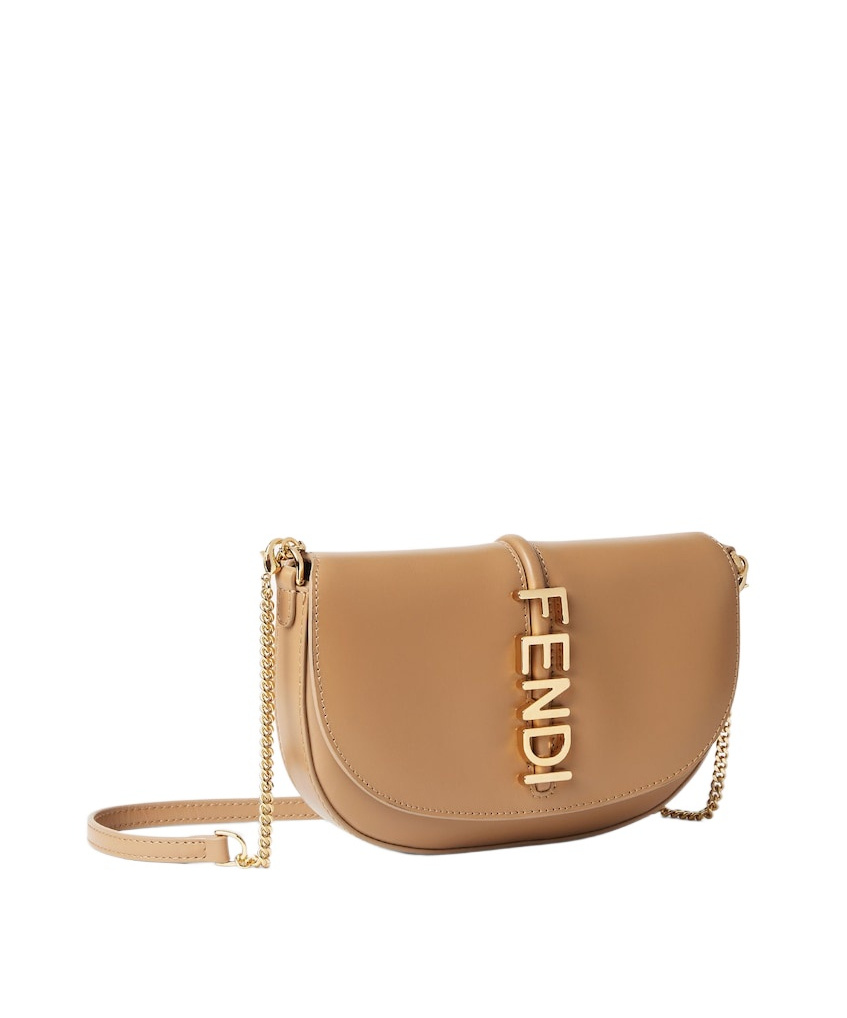 Fendi Women Wallet On Chain Graphy Leather Shoulder Bag In Brown