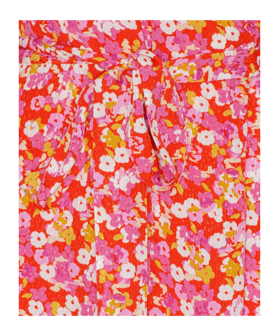 Shop Rotate Birger Christensen Rotate Jacquard Flower Printed Mini Wrap Dress In Pink