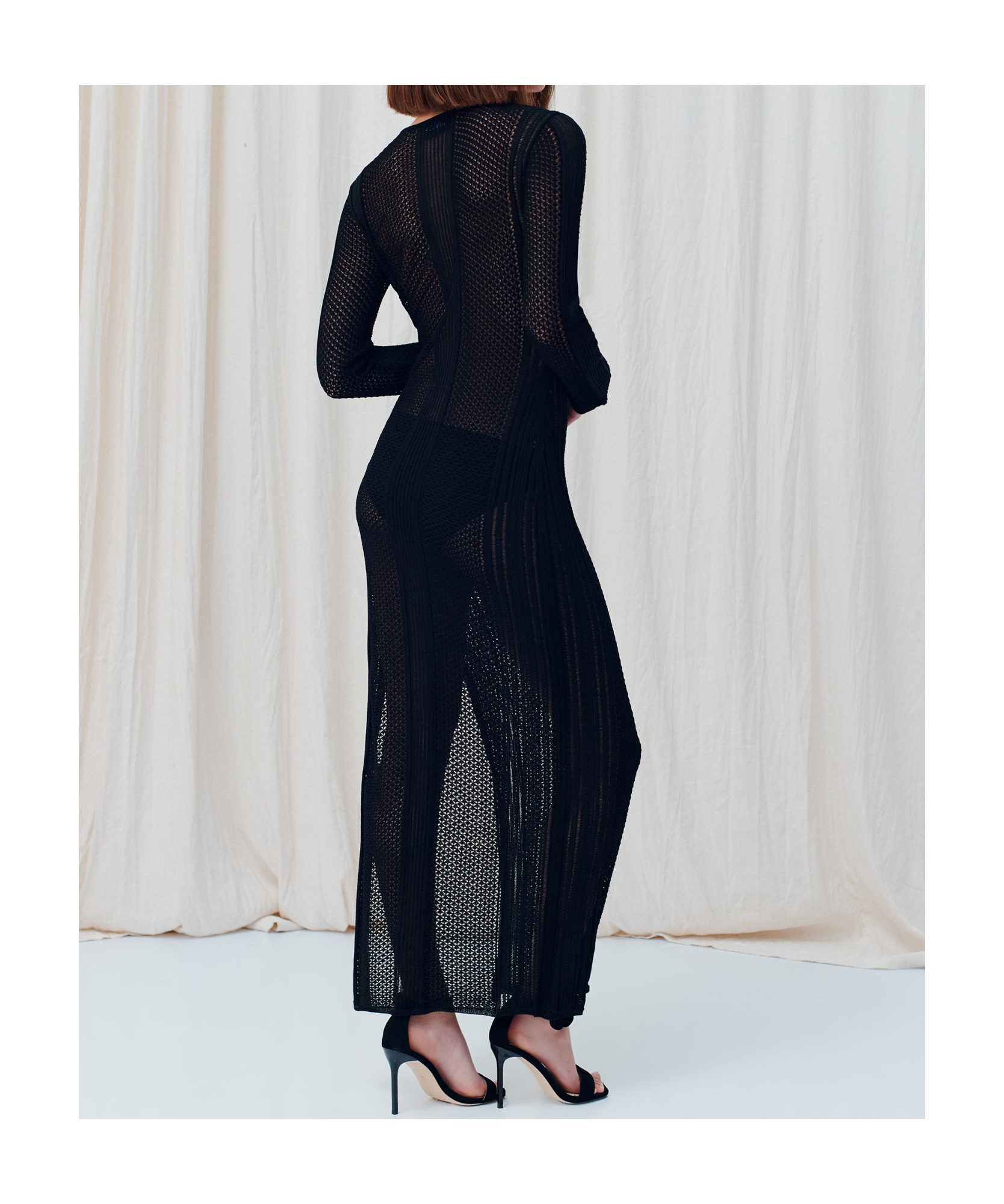 Shop Marella Hollow Knit Dress In Black