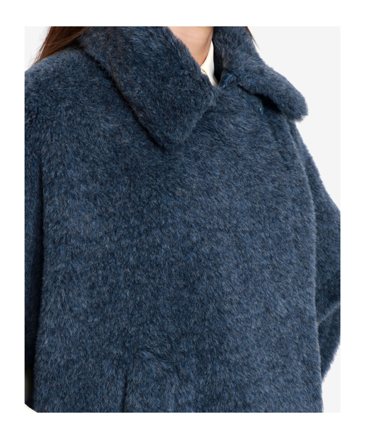 Max Mara Lapel Cape In Blue